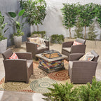 Salon de jardin Folsom 4 places avec foyer à bois par Christopher Knight Home