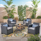 Salon de jardin Folsom 4 places avec foyer à bois par Christopher Knight Home