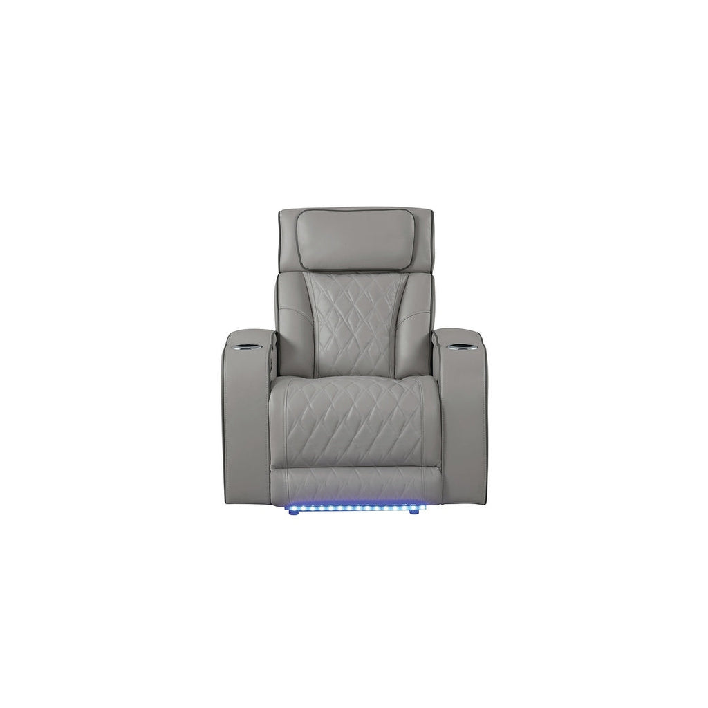 Fauteuil inclinable Fortuner de style moderne, en bois et fonction massage incluse - Gris