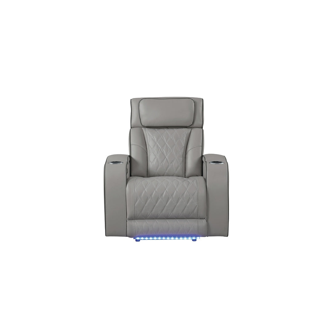 Fauteuil inclinable Fortuner de style moderne, en bois et fonction massage incluse - Gris