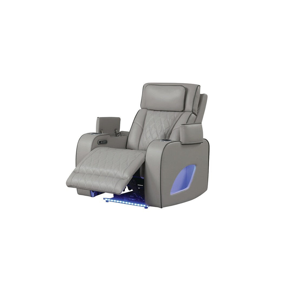 Fauteuil inclinable Fortuner de style moderne, en bois et fonction massage incluse - Gris
