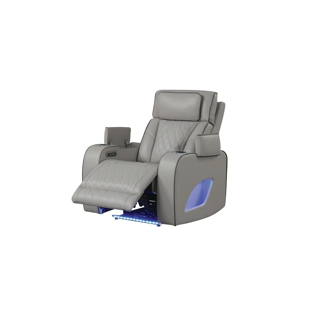 Fauteuil inclinable Fortuner de style moderne, en bois et fonction massage incluse - Gris