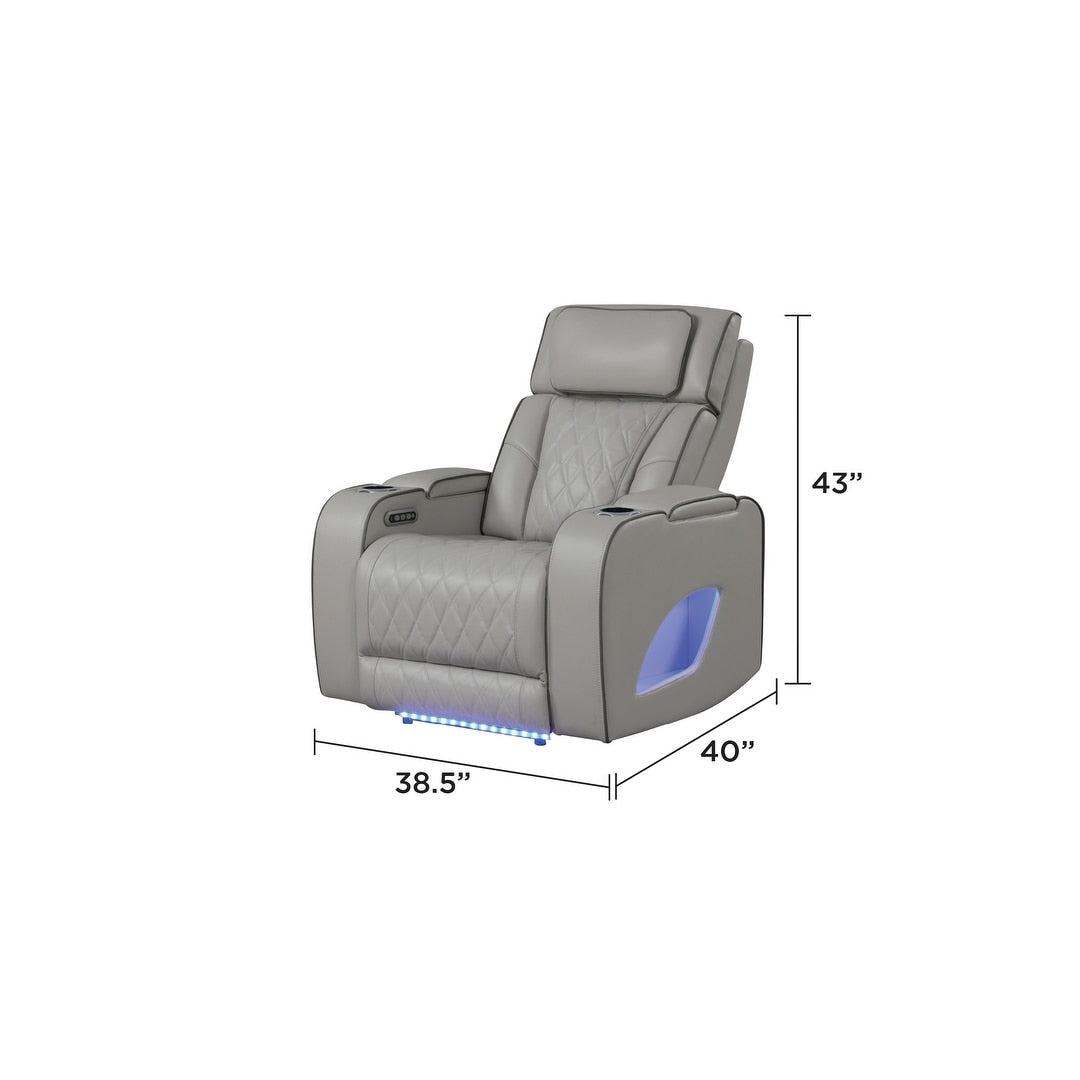 Fauteuil inclinable Fortuner de style moderne, en bois et fonction massage incluse - Gris