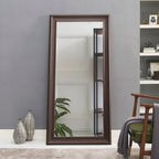 Miroir de sol encadré pleine longueur - Grand miroir rectangulaire sur pied, miroir intégral pour chambre et dressing