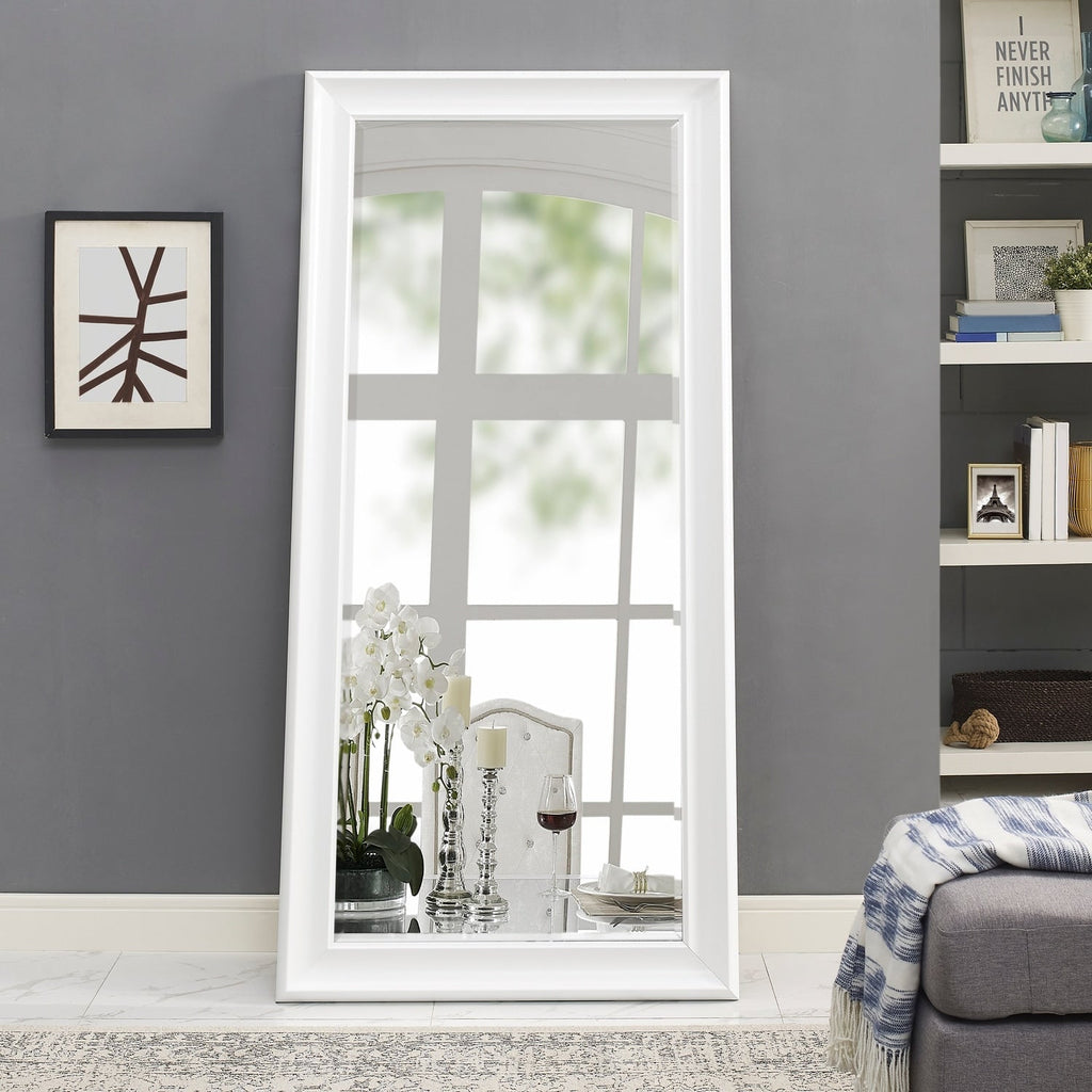 Miroir de sol encadré pleine longueur - Grand miroir rectangulaire sur pied, miroir intégral pour chambre et dressing