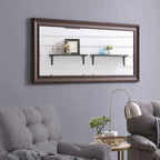 Miroir de sol encadré pleine longueur - Grand miroir rectangulaire sur pied, miroir intégral pour chambre et dressing