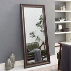 Miroir de sol encadré pleine longueur - Grand miroir rectangulaire sur pied, miroir intégral pour chambre et dressing