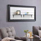 Miroir de sol encadré pleine longueur - Grand miroir rectangulaire sur pied, miroir intégral pour chambre et dressing