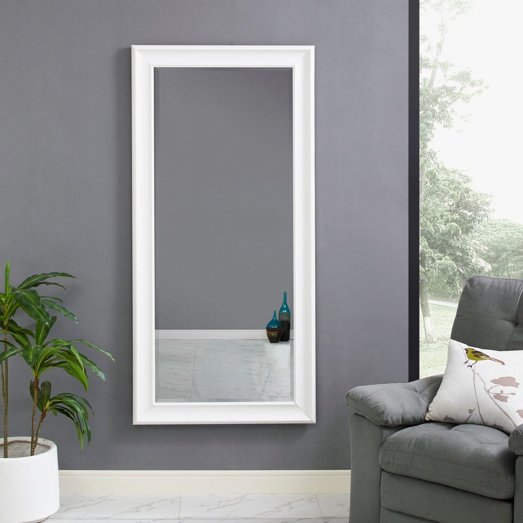 Miroir de sol encadré pleine longueur - Grand miroir rectangulaire sur pied, miroir intégral pour chambre et dressing