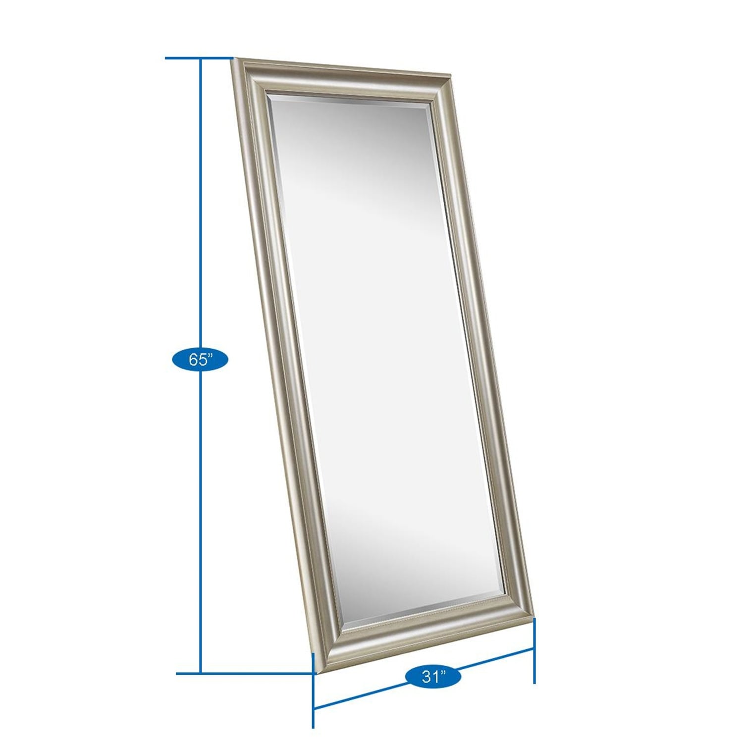 Miroir de sol encadré pleine longueur - Grand miroir rectangulaire sur pied, miroir intégral pour chambre et dressing