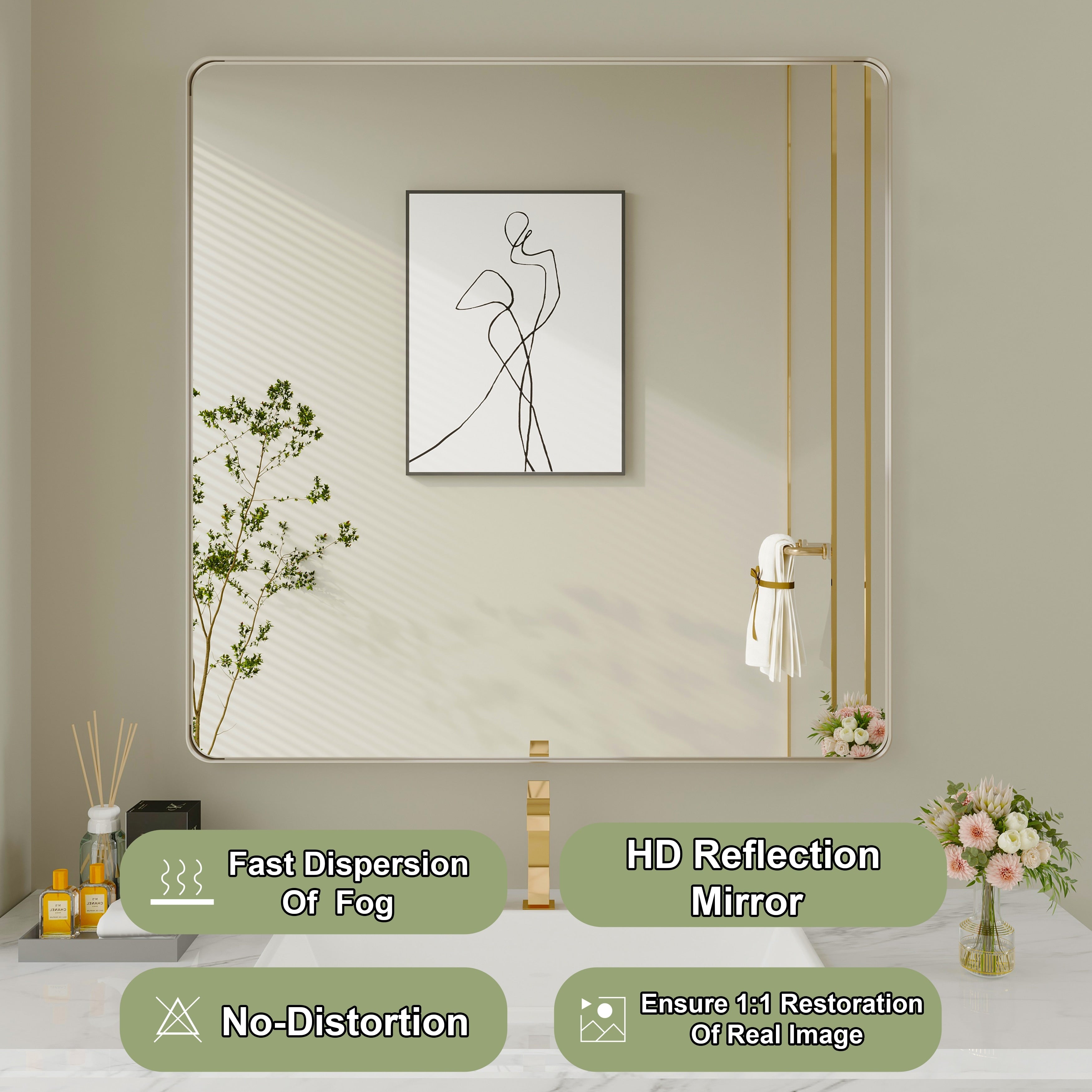 Miroir de salle de bain mural encadré