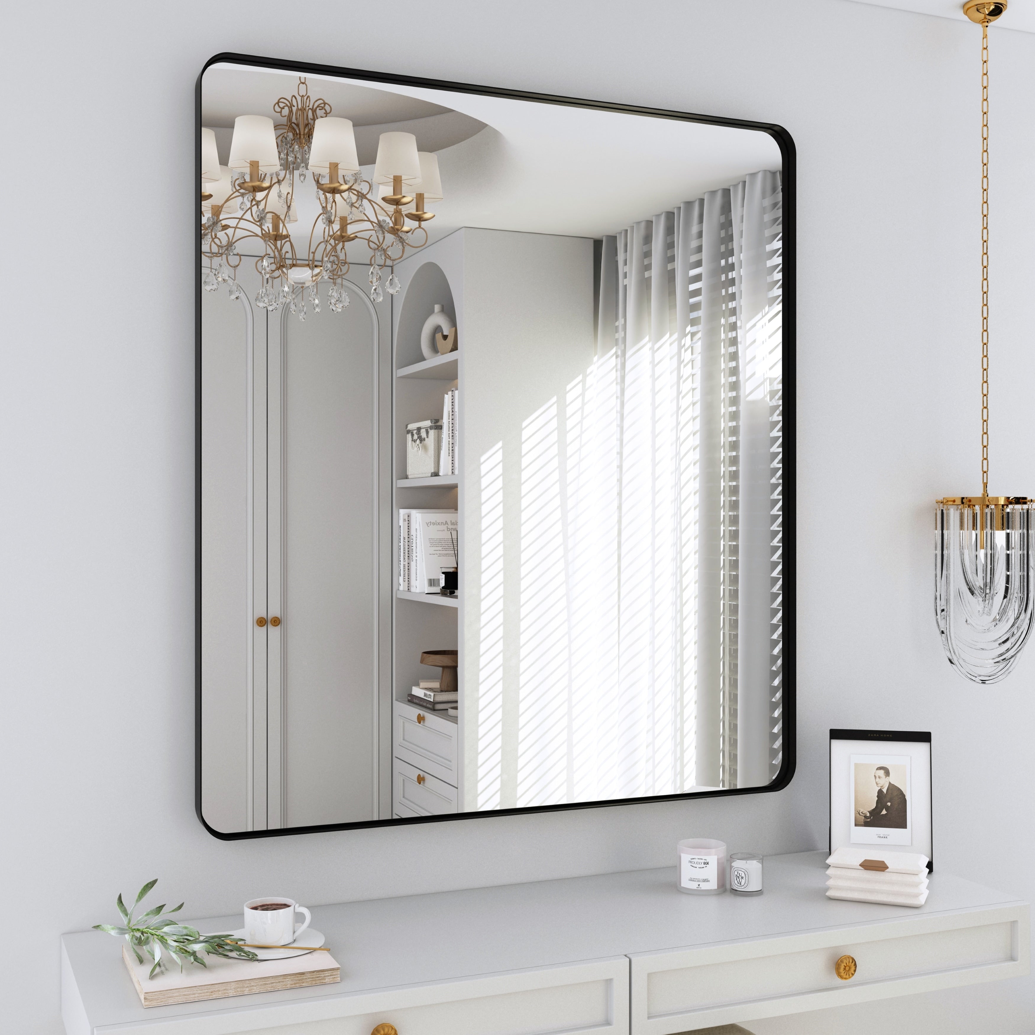 Miroir de salle de bain mural encadré