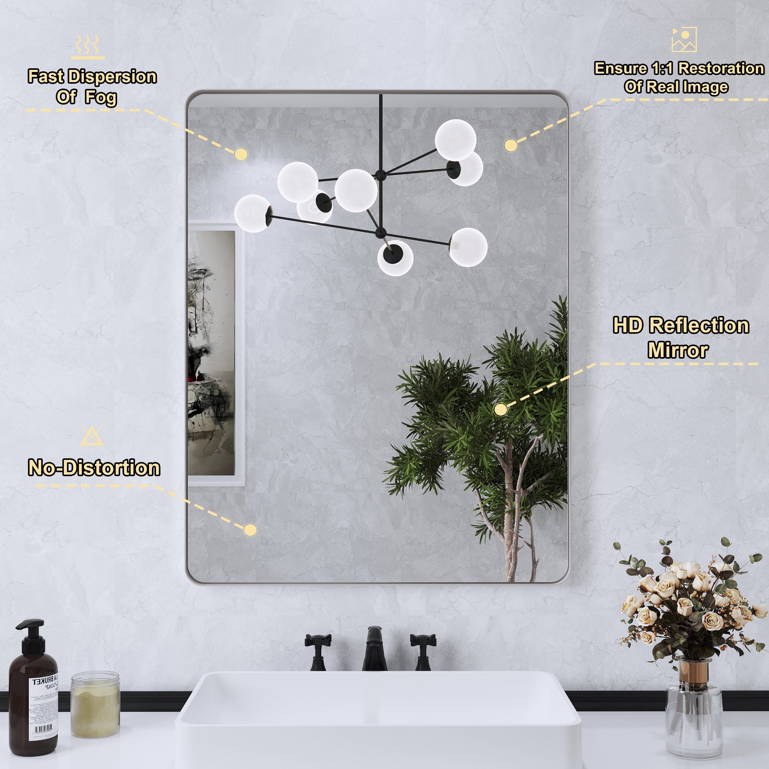 Miroir de salle de bain mural encadré