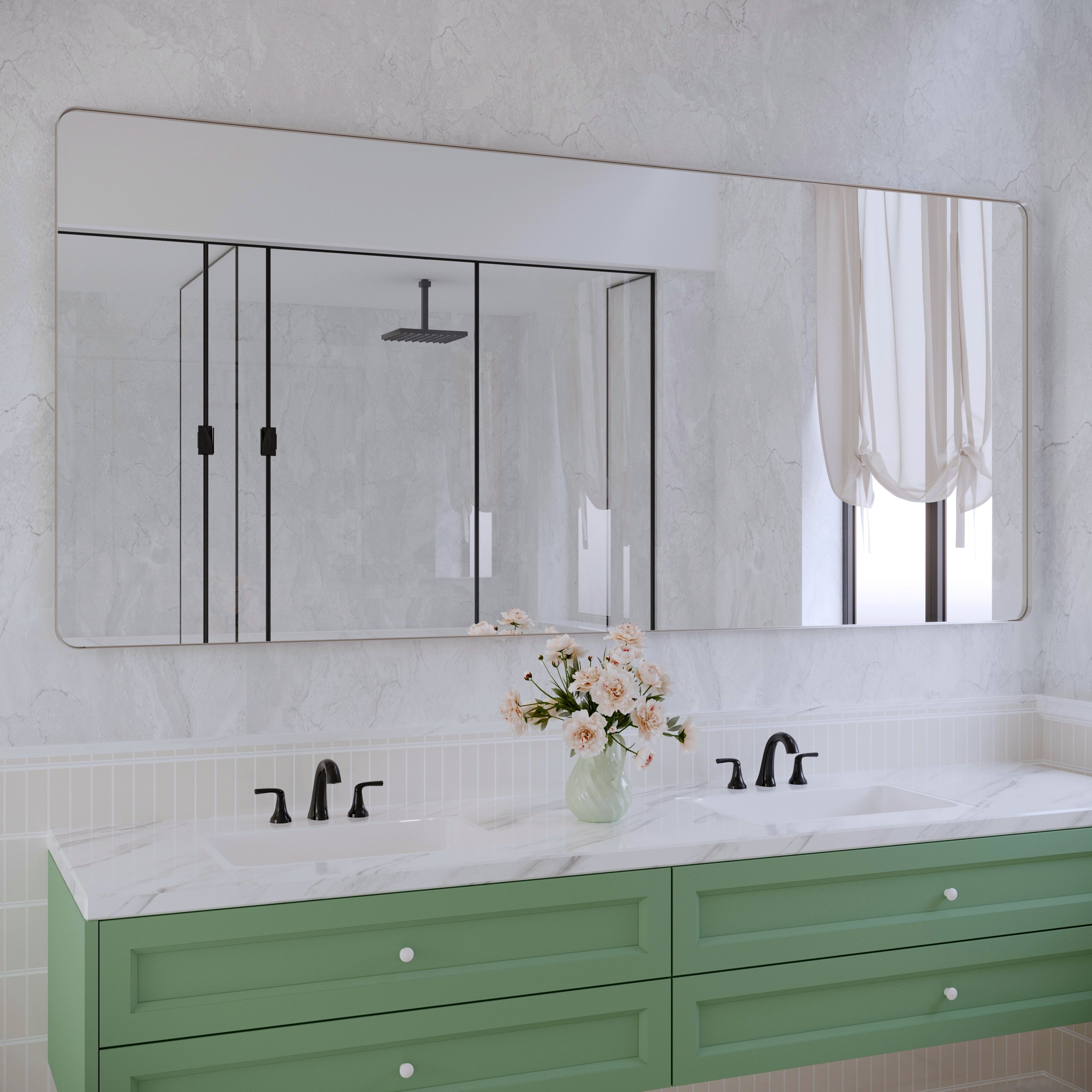 Miroir de salle de bain mural encadré