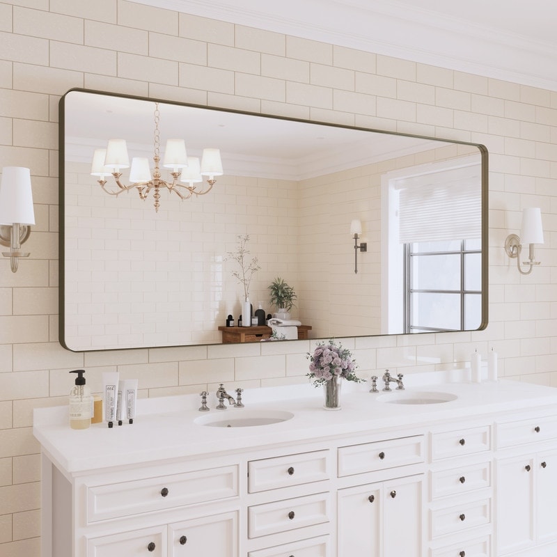 Miroir de salle de bain mural encadré