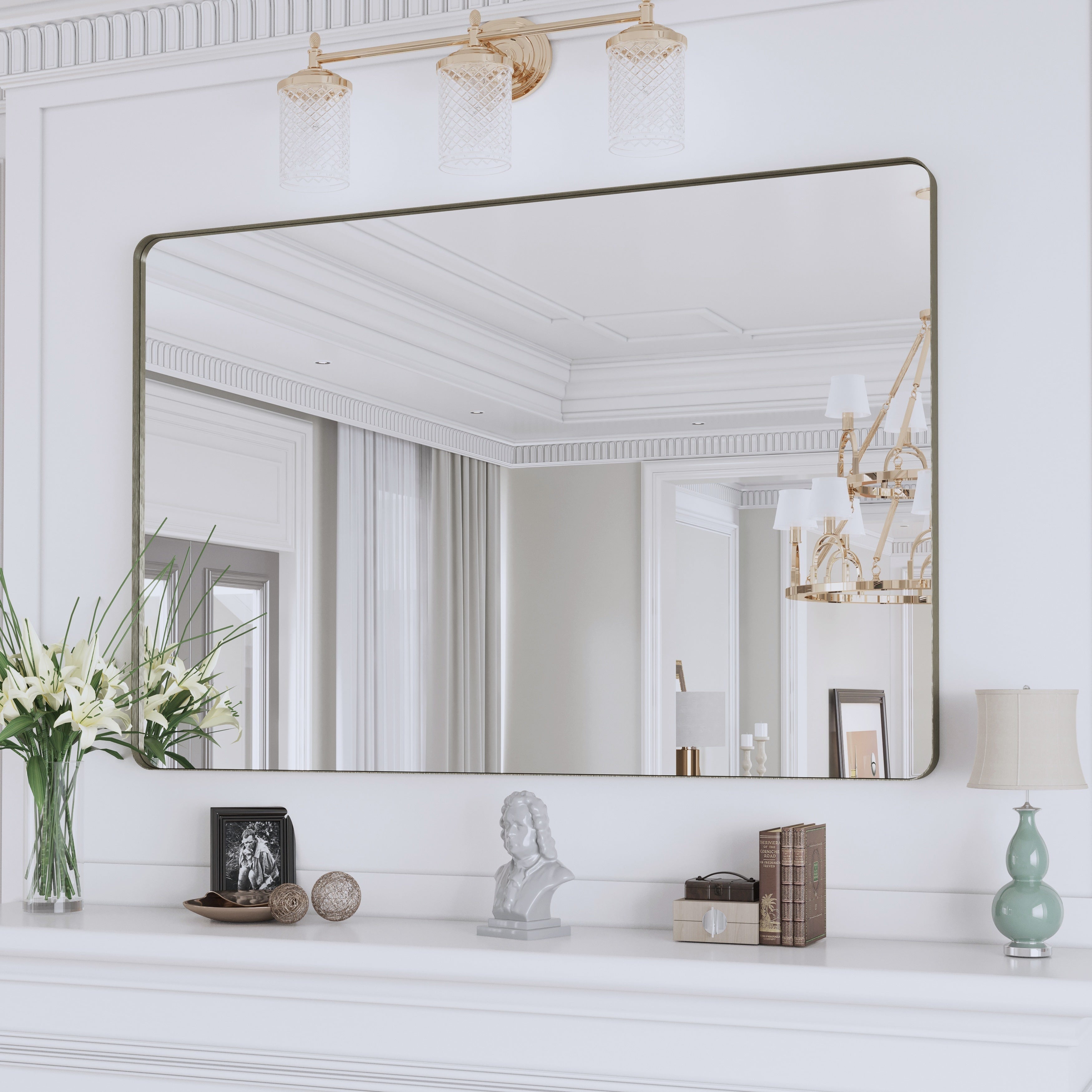 Miroir de salle de bain mural encadré