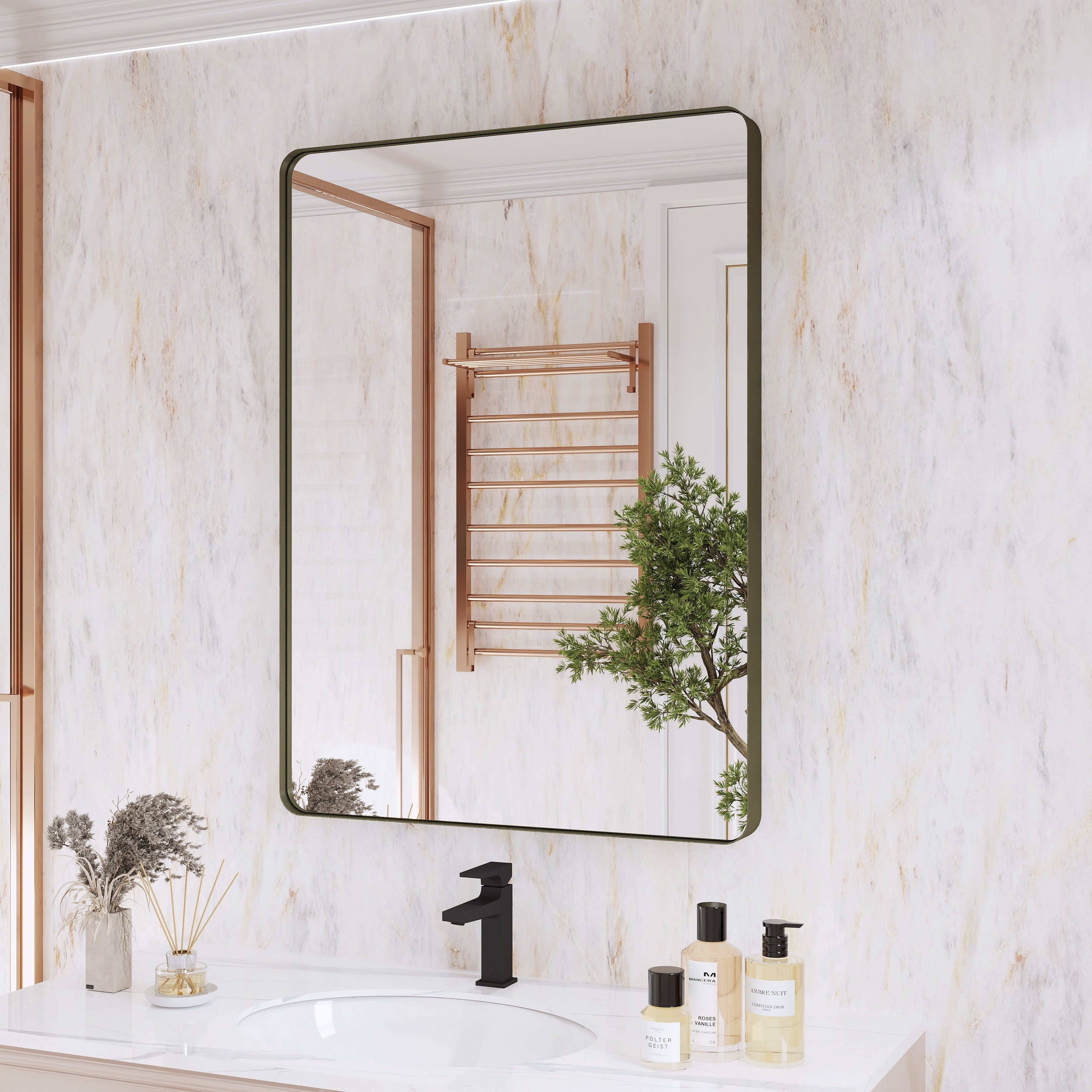 Miroir de salle de bain mural encadré