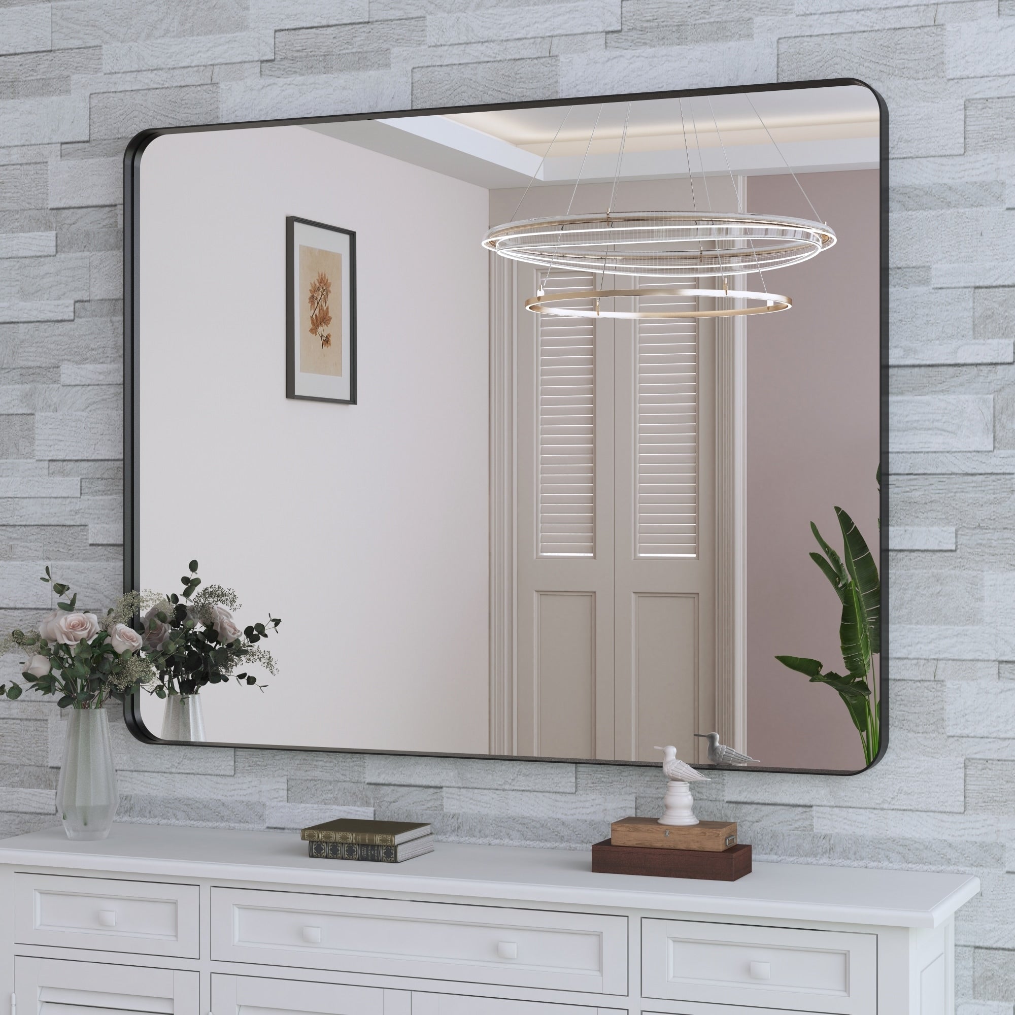 Miroir de salle de bain mural encadré