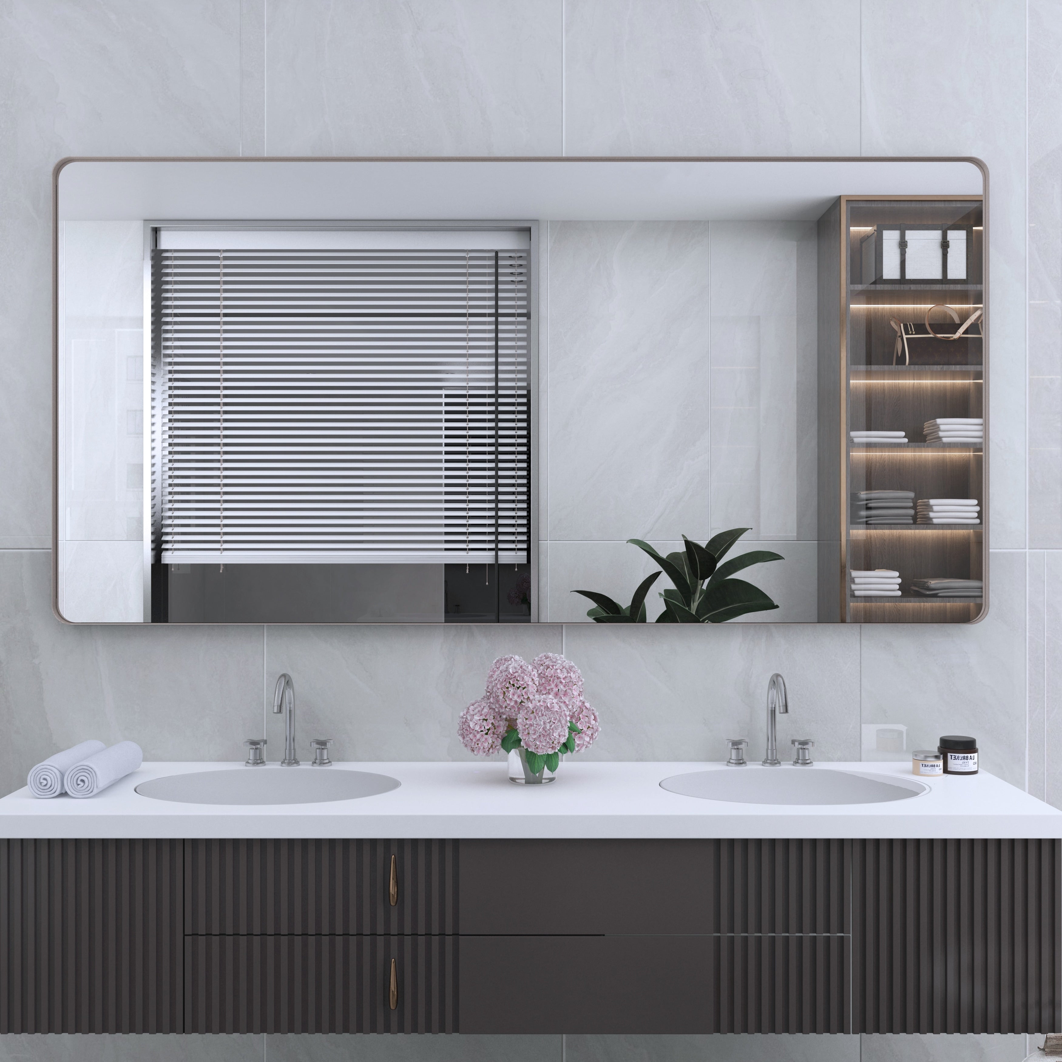 Miroir de salle de bain mural encadré