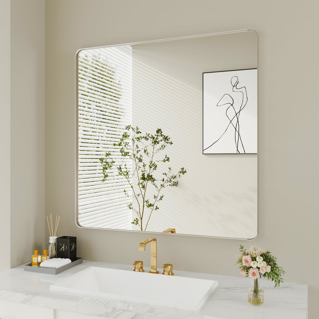 Miroir de salle de bain mural encadré