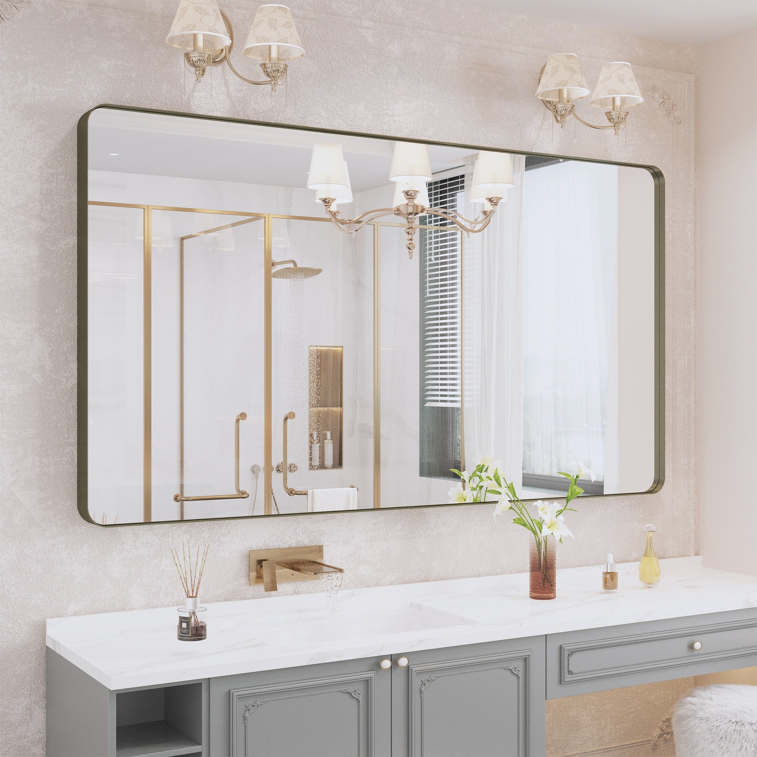 Miroir de salle de bain mural encadré