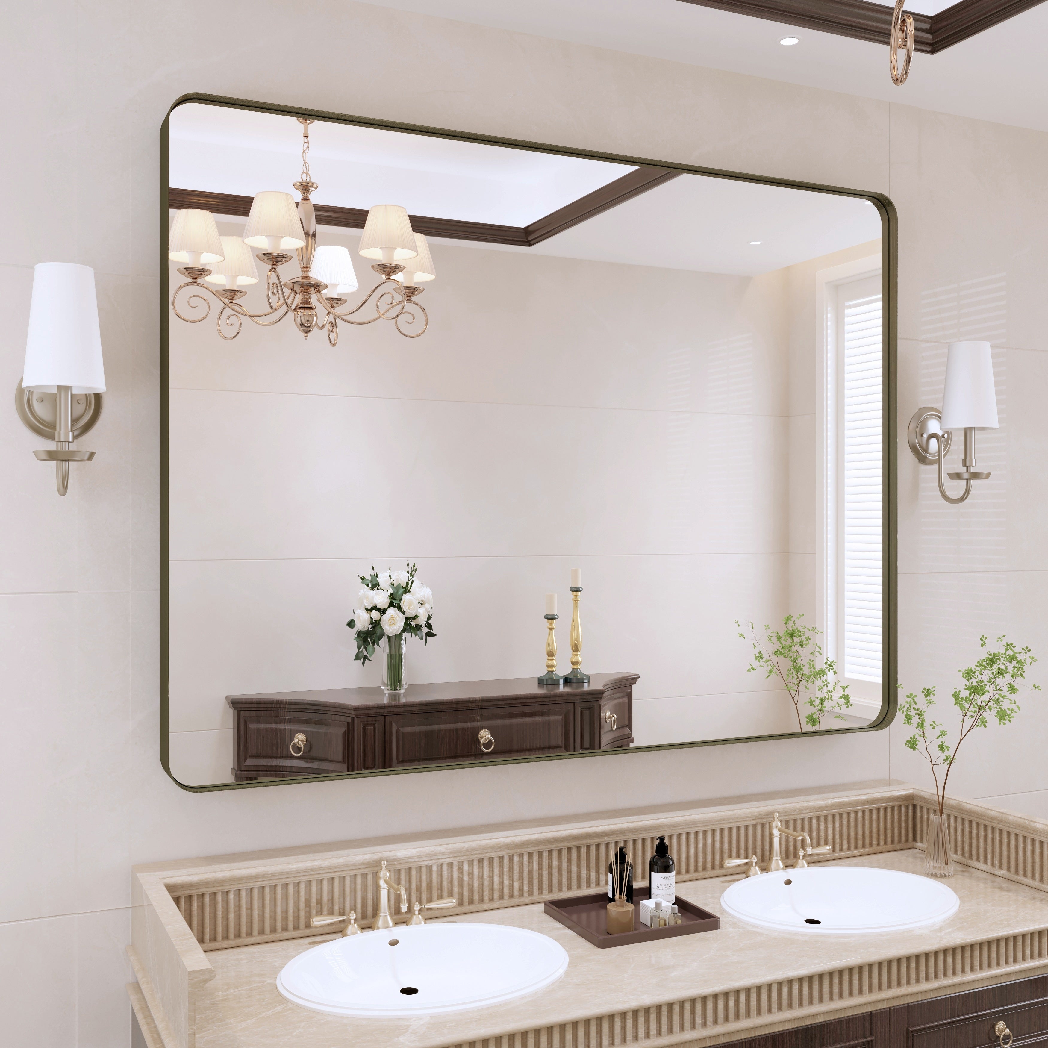 Miroir de salle de bain mural encadré