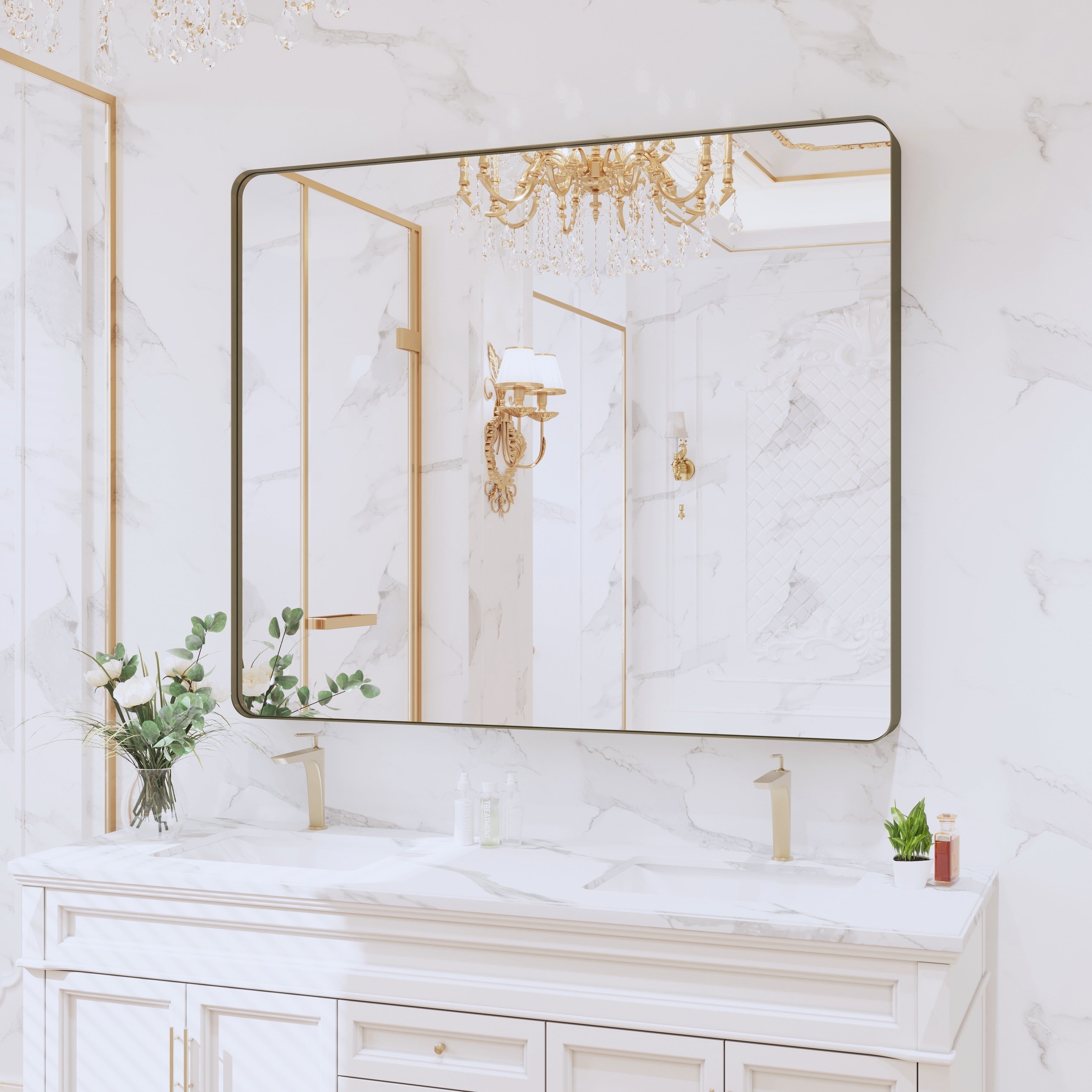 Miroir de salle de bain mural encadré