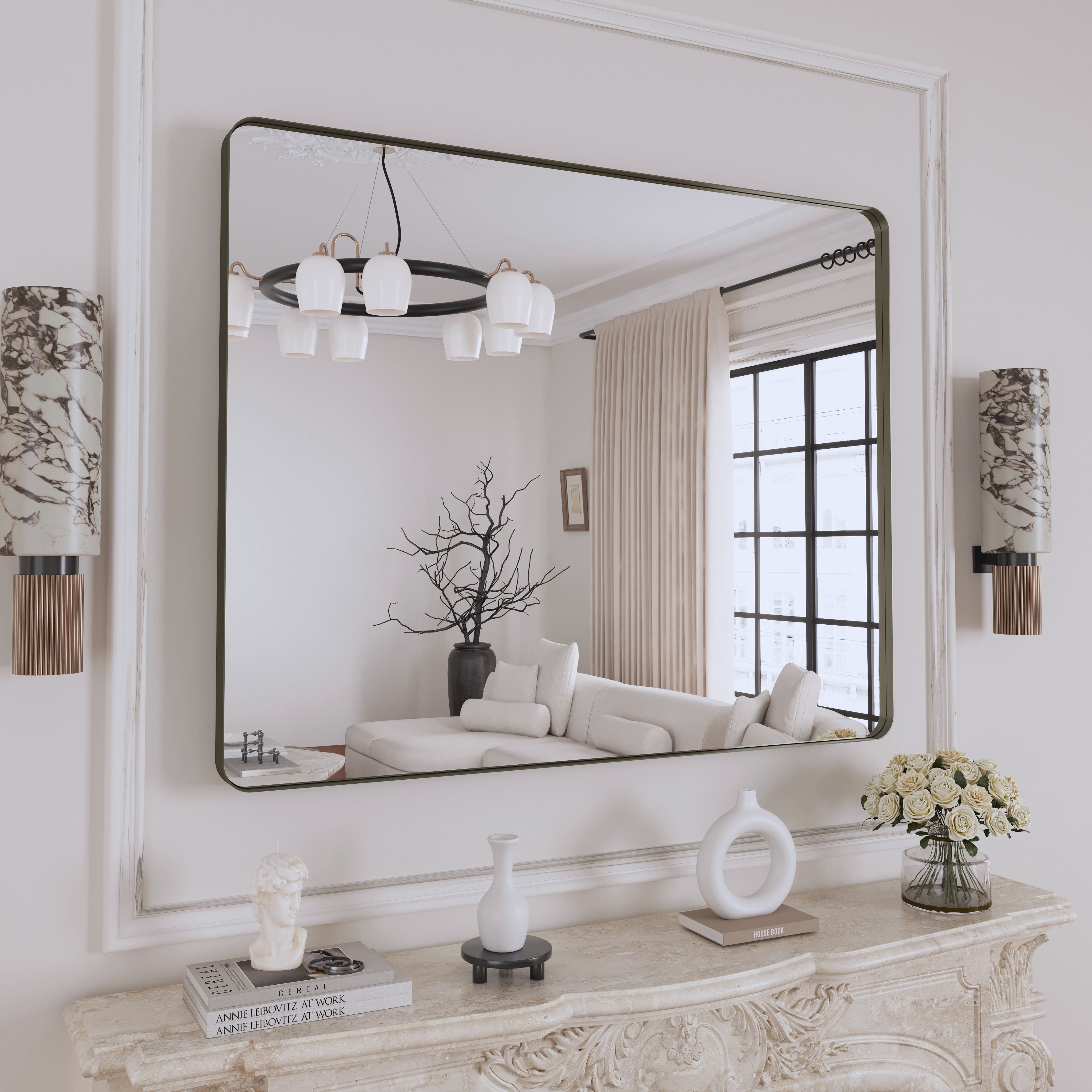 Miroir de salle de bain mural encadré