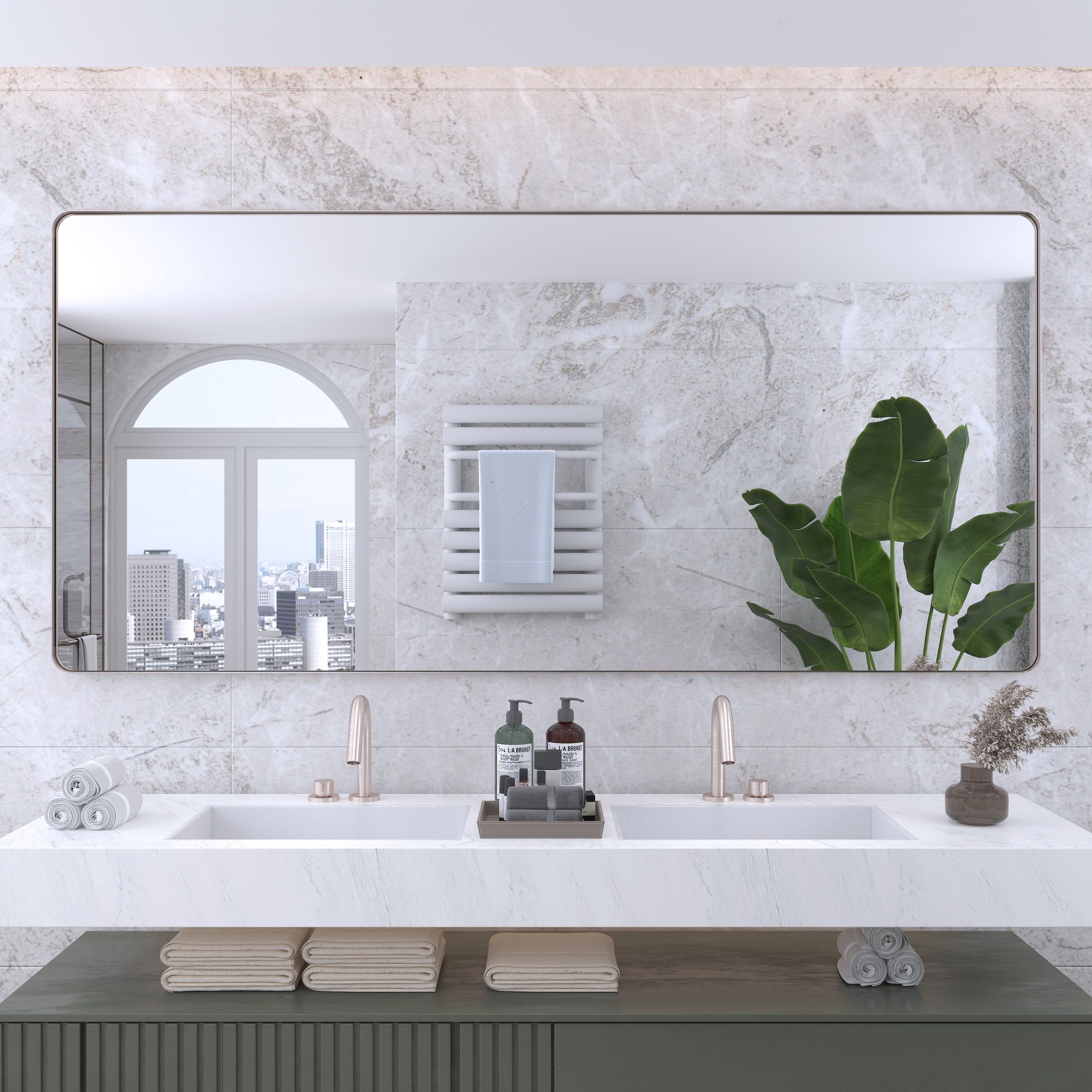 Miroir de salle de bain mural encadré