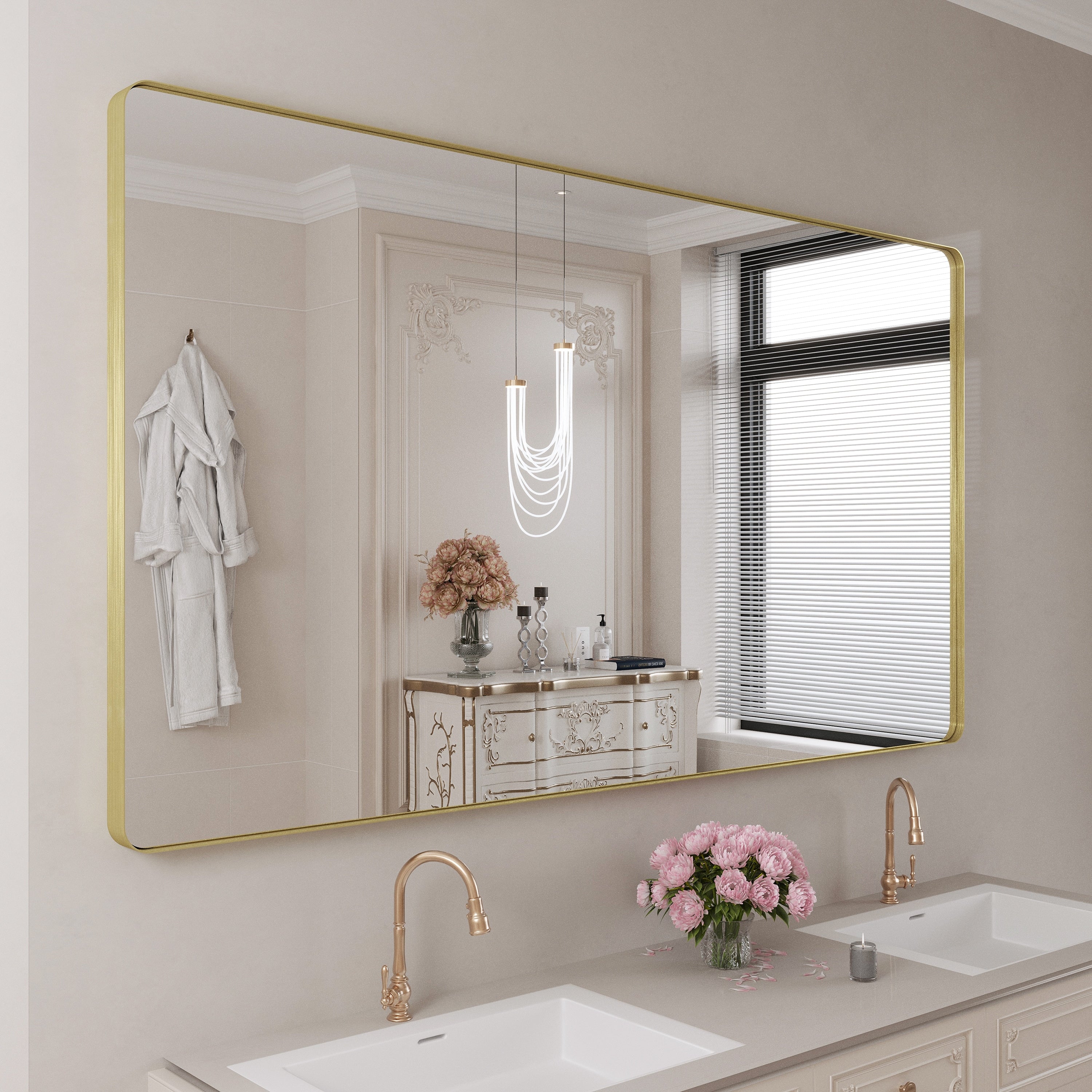 Miroir de salle de bain mural encadré