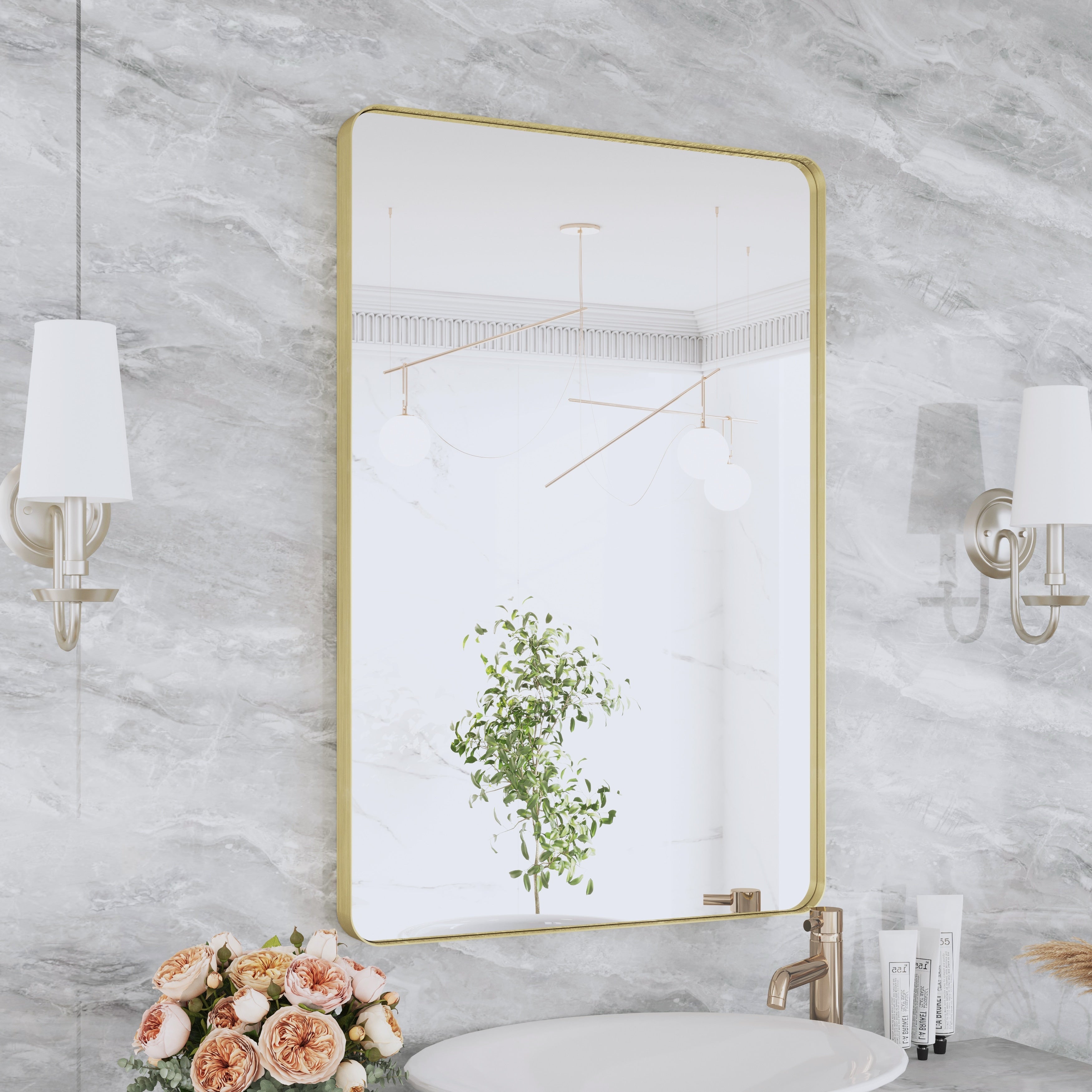 Miroir de salle de bain mural encadré