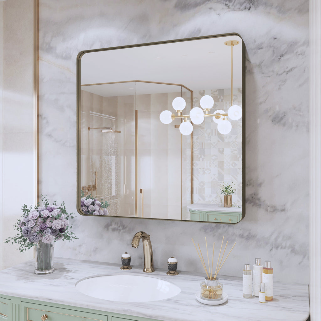Miroir de salle de bain mural encadré