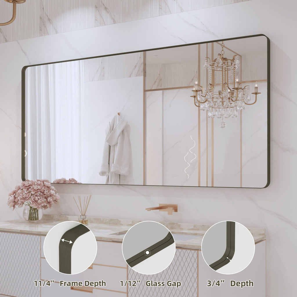 Miroir de salle de bain mural encadré