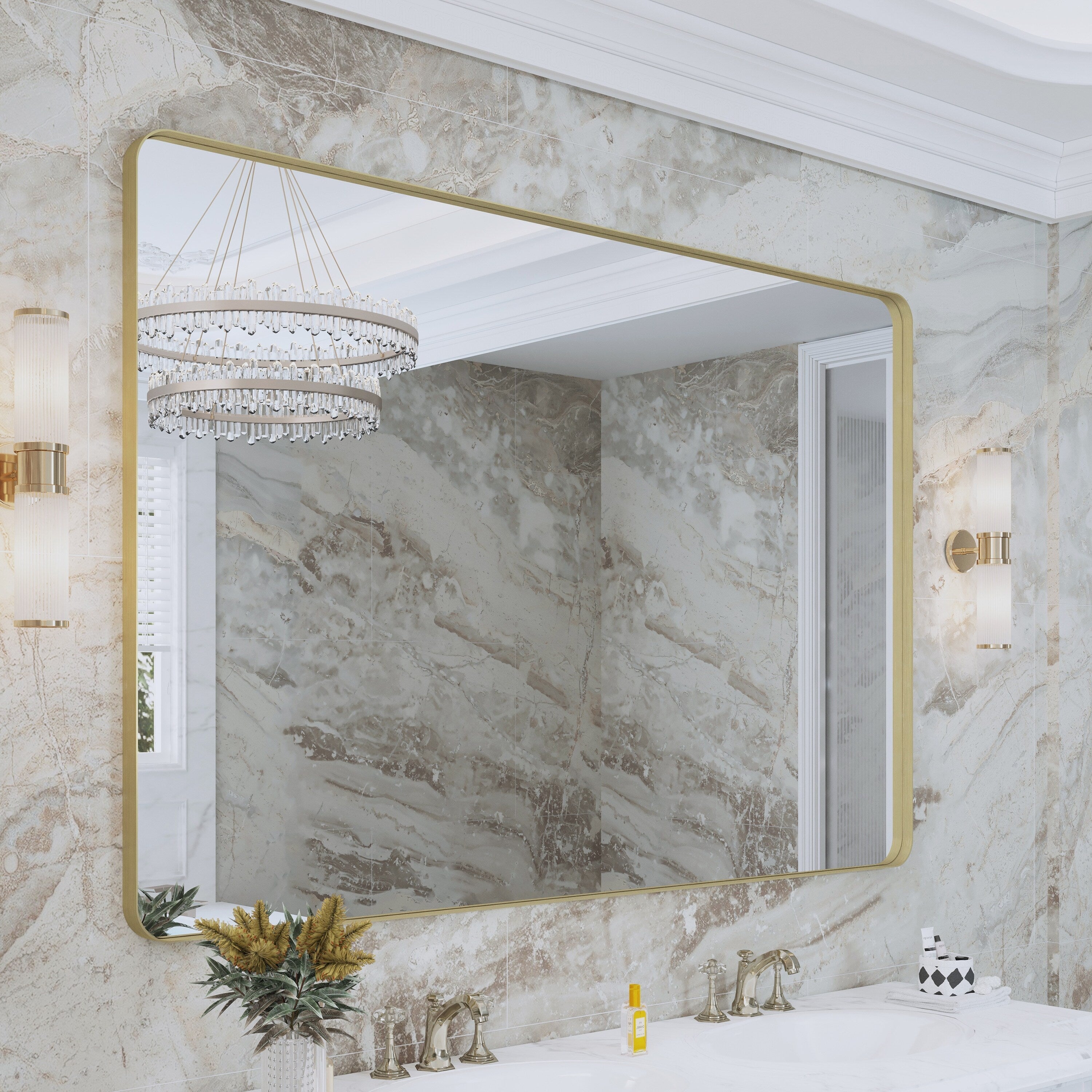 Miroir de salle de bain mural encadré