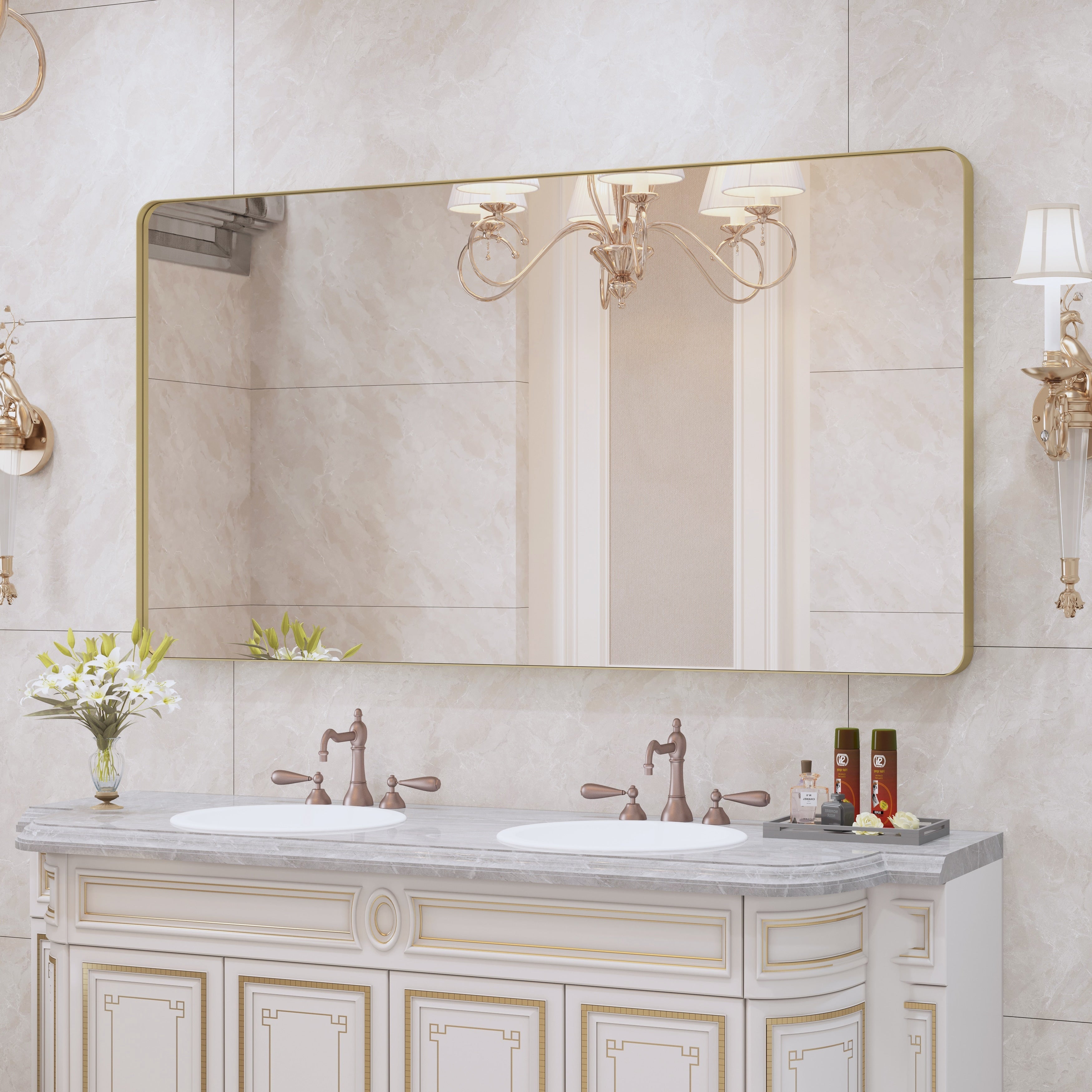 Miroir de salle de bain mural encadré