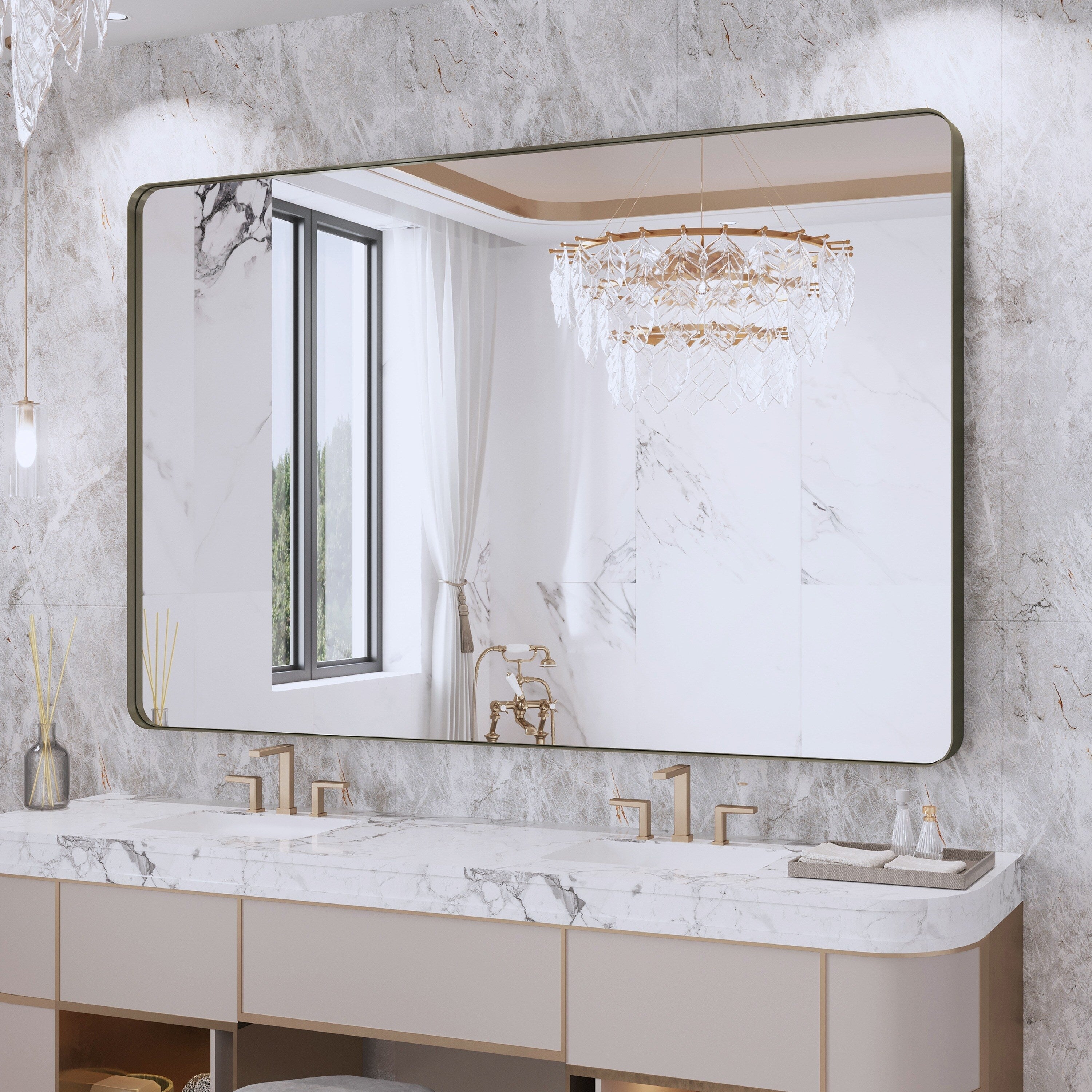 Miroir de salle de bain mural encadré