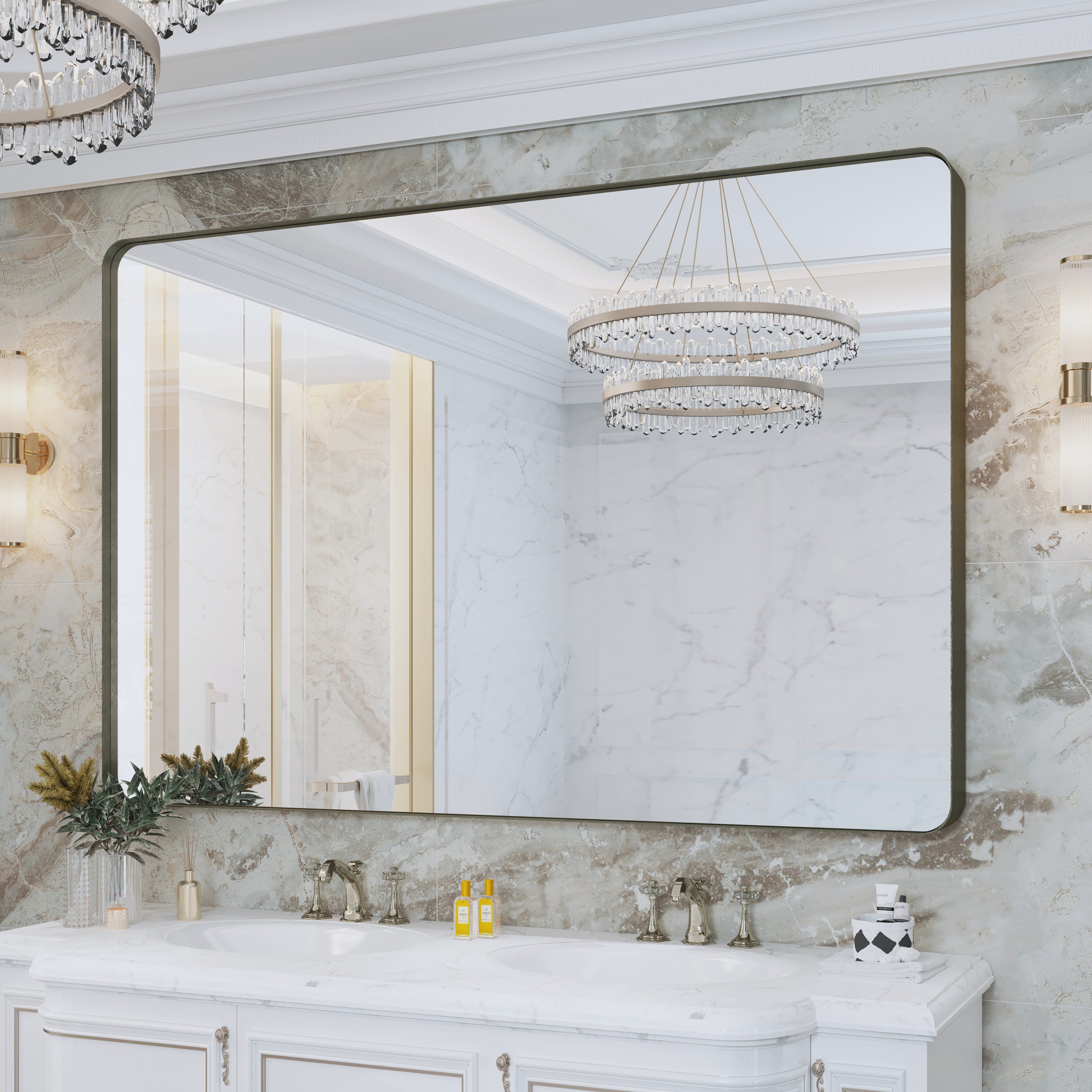 Miroir de salle de bain mural encadré
