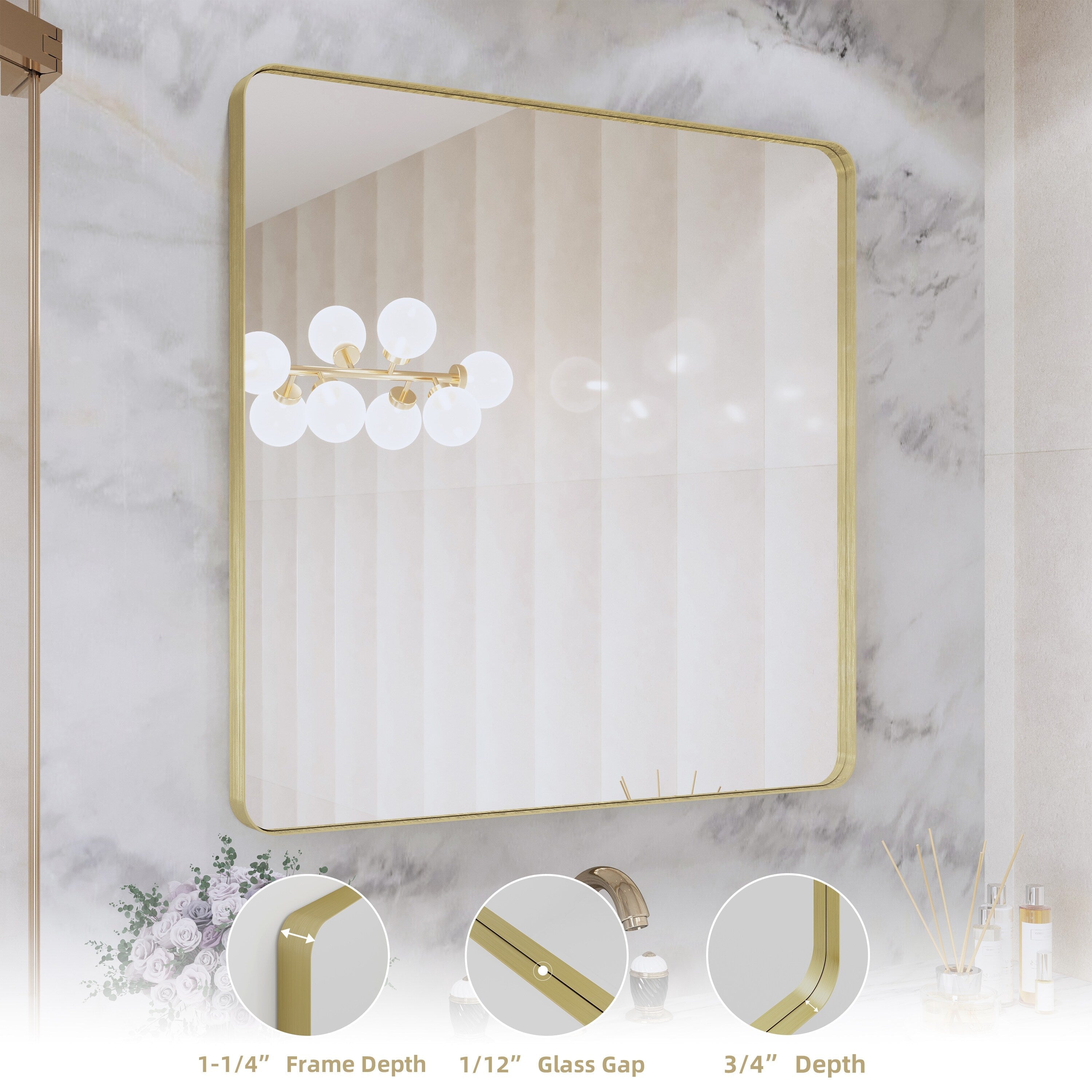Miroir de salle de bain mural encadré