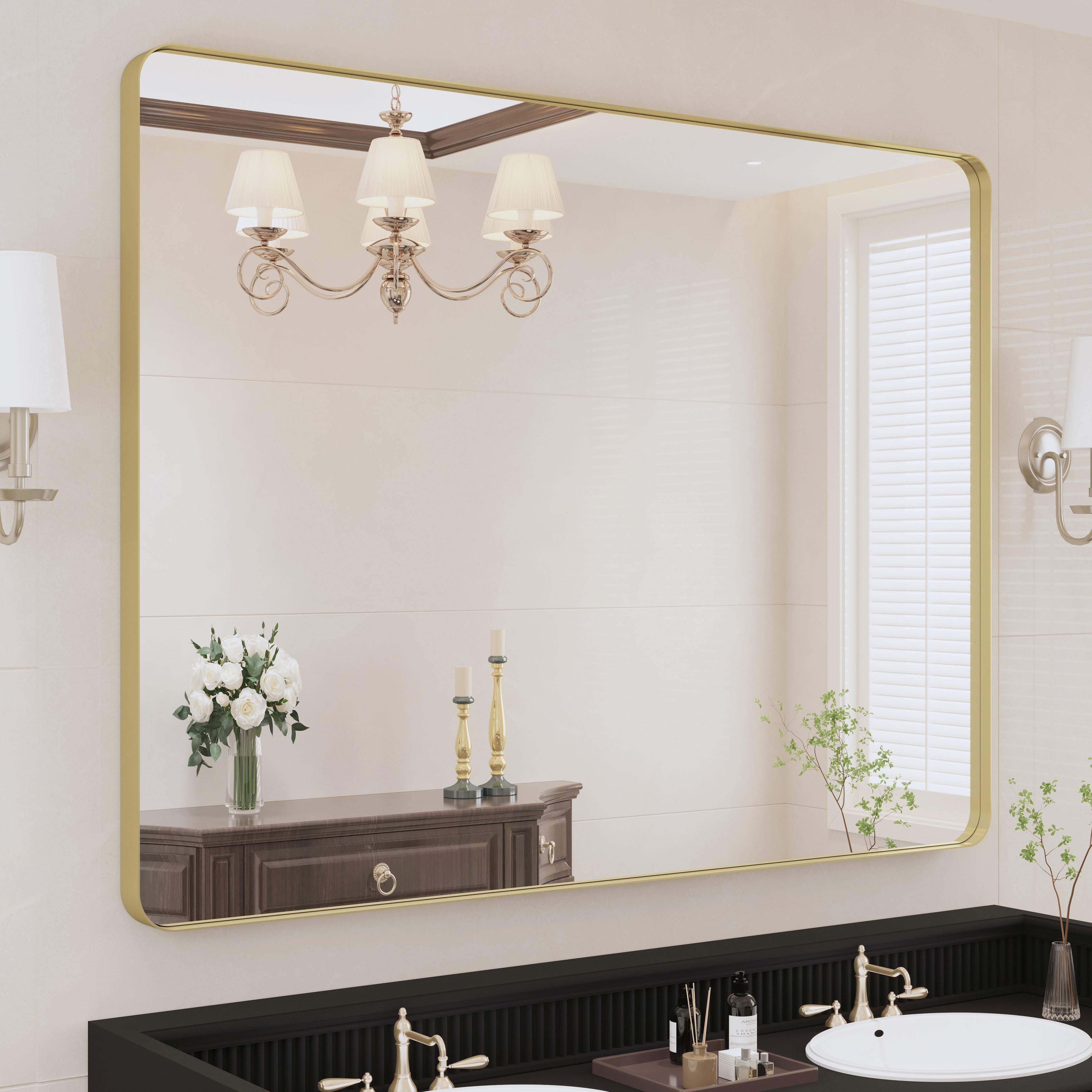Miroir de salle de bain mural encadré