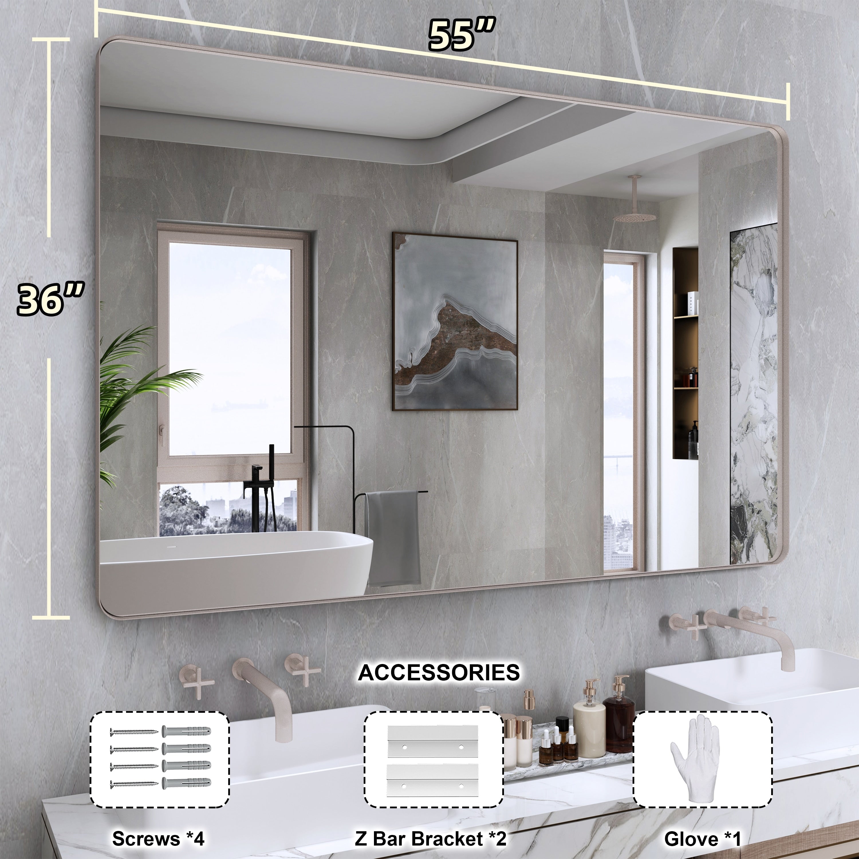 Miroir de salle de bain mural encadré