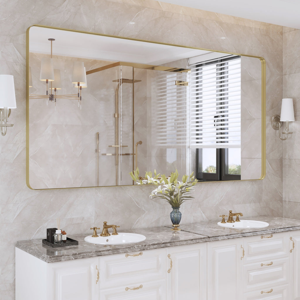 Miroir de salle de bain mural encadré