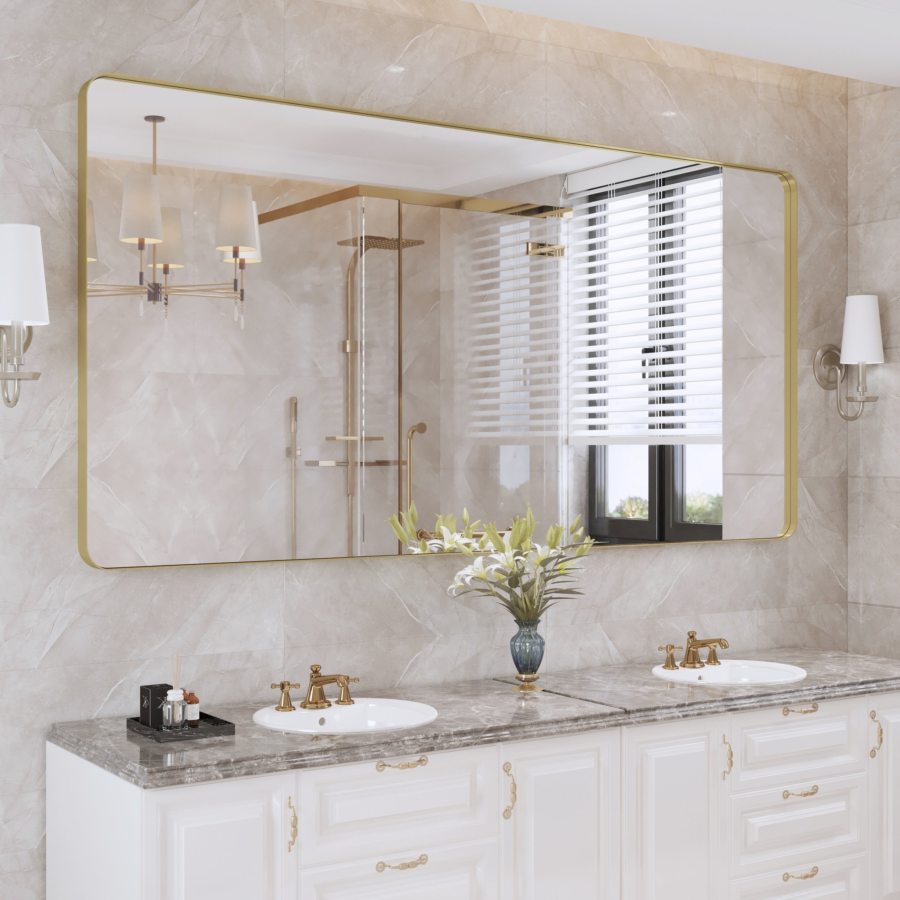 Miroir de salle de bain mural encadré
