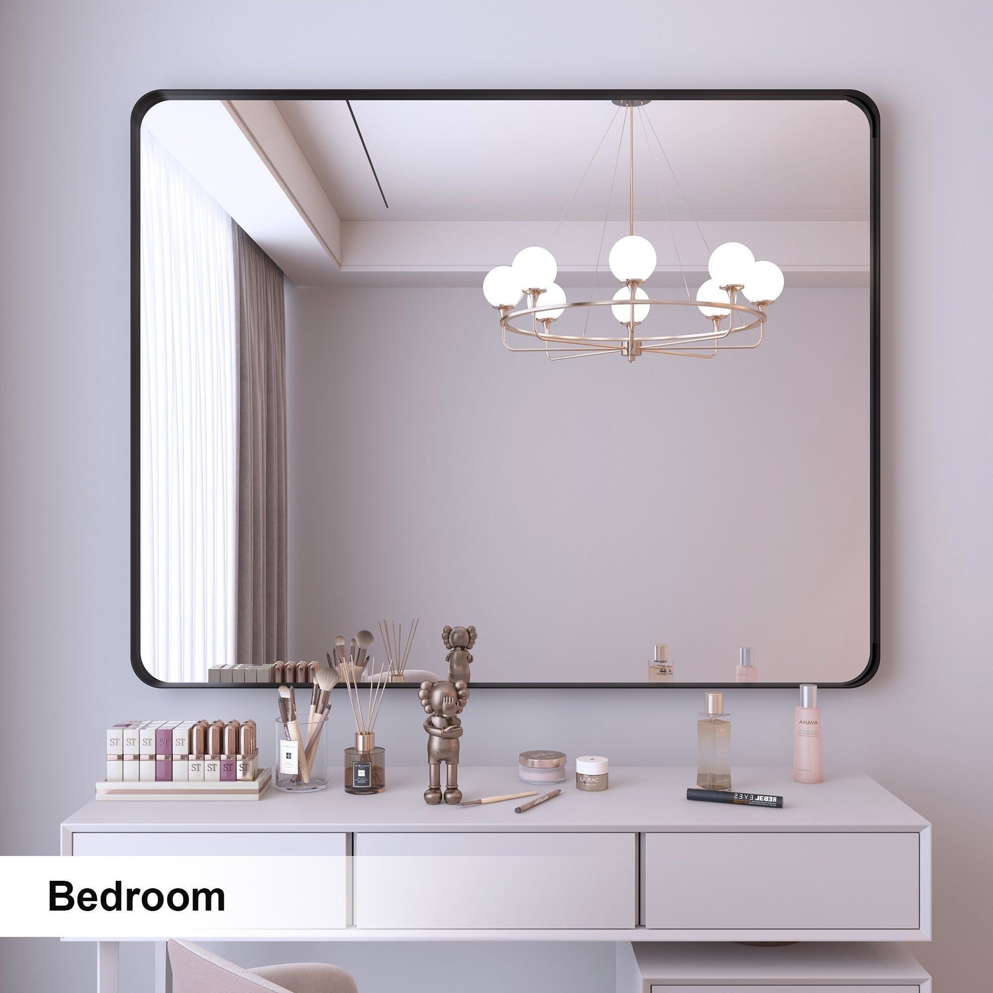 Miroir de salle de bain mural encadré