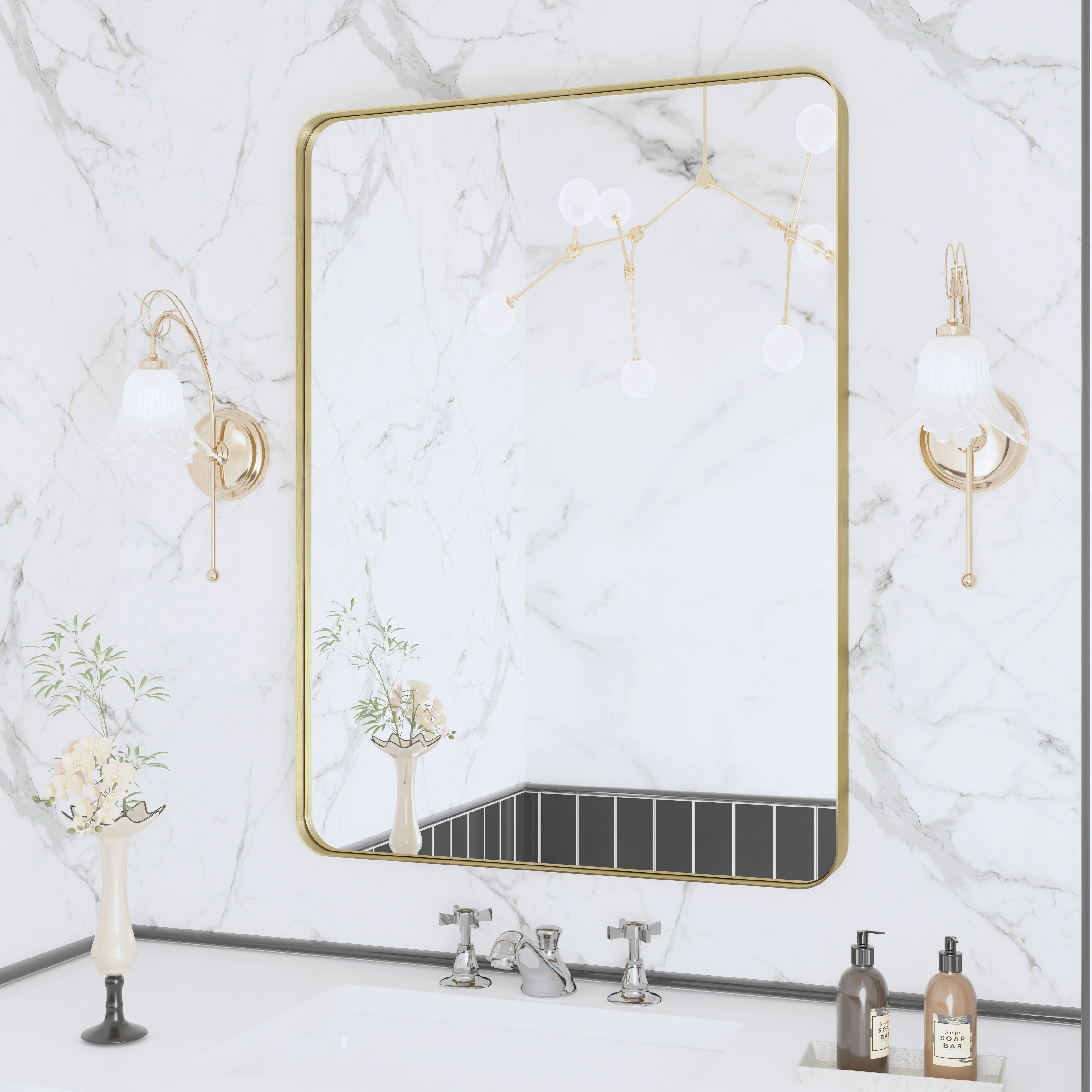 Miroir de salle de bain mural encadré