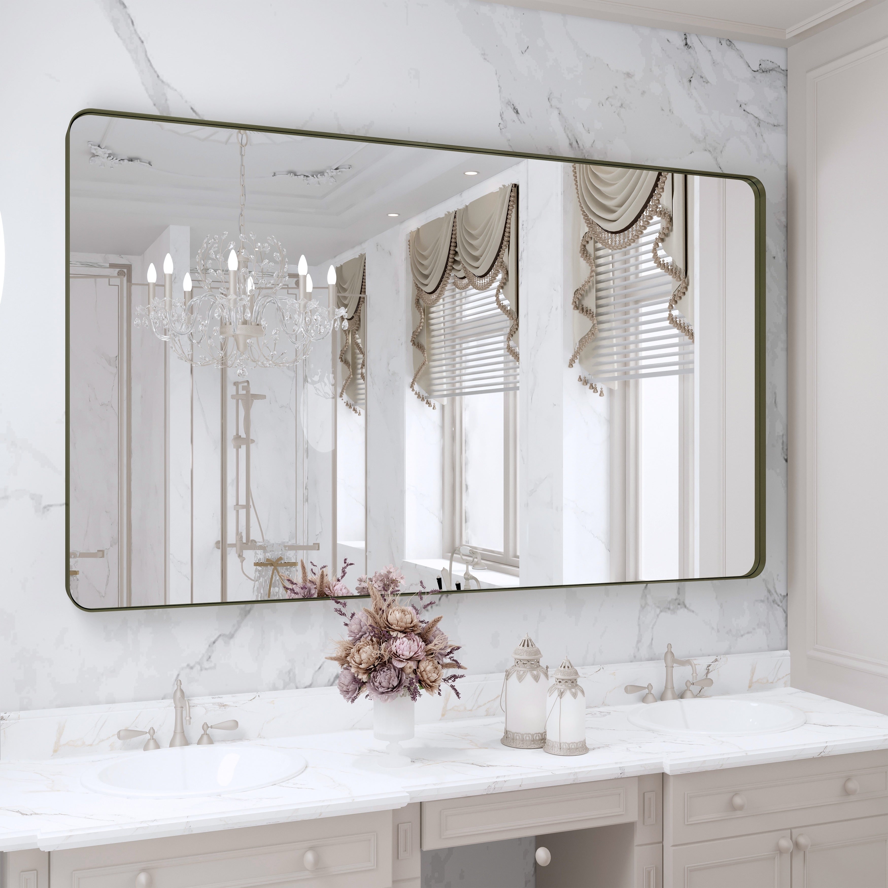 Miroir de salle de bain mural encadré