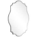 Miroir mural festonné élégant, oblong et biseauté, sans cadre