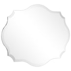 Miroir mural festonné élégant, oblong et biseauté, sans cadre