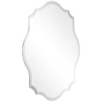 Miroir mural festonné élégant, oblong et biseauté, sans cadre