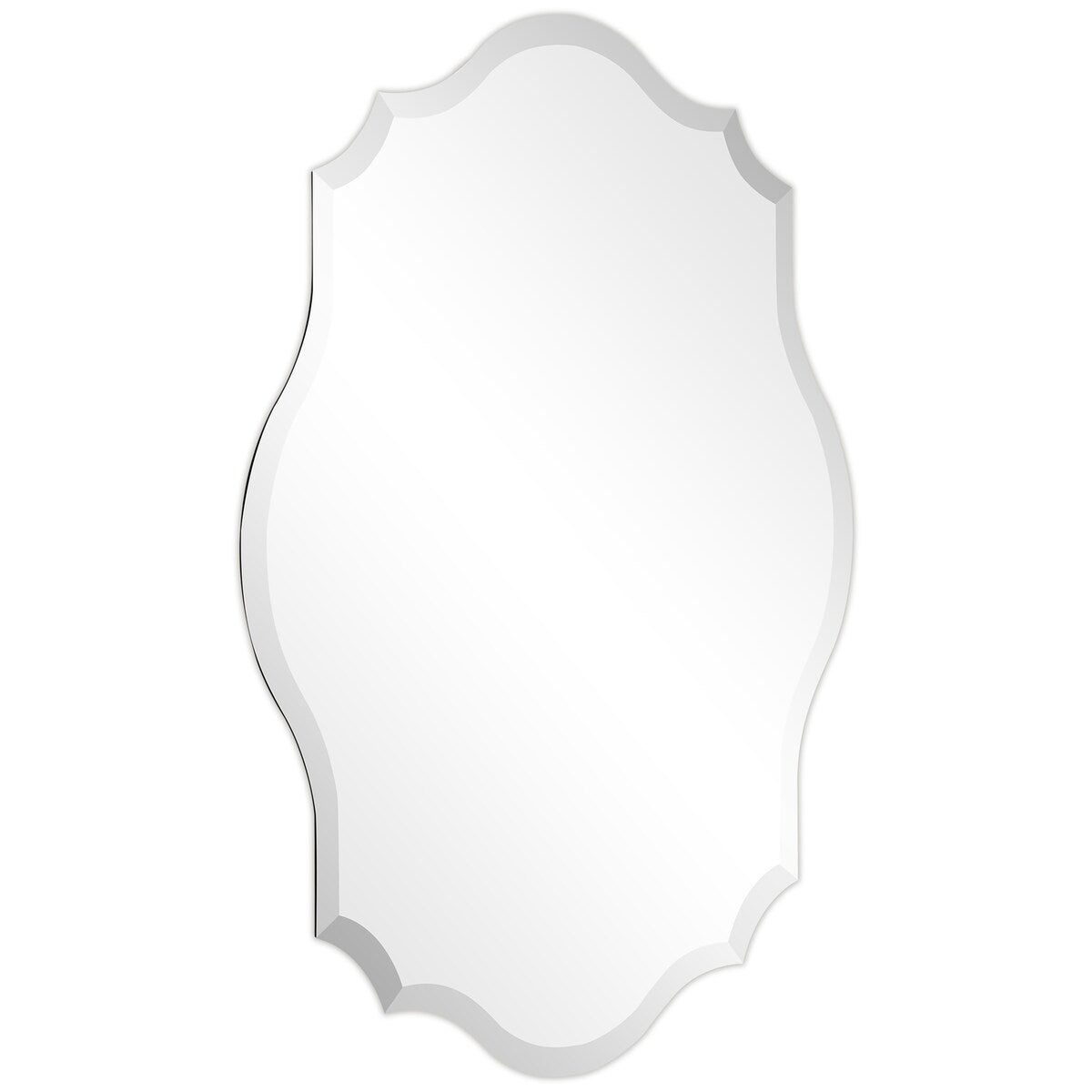 Miroir mural festonné élégant, oblong et biseauté, sans cadre