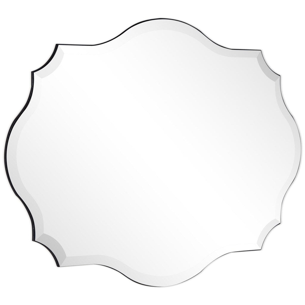 Miroir mural festonné élégant, oblong et biseauté, sans cadre